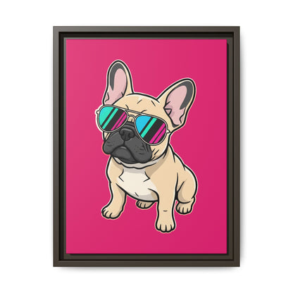 French Bulldog with Sunglasses - Framed Canvas