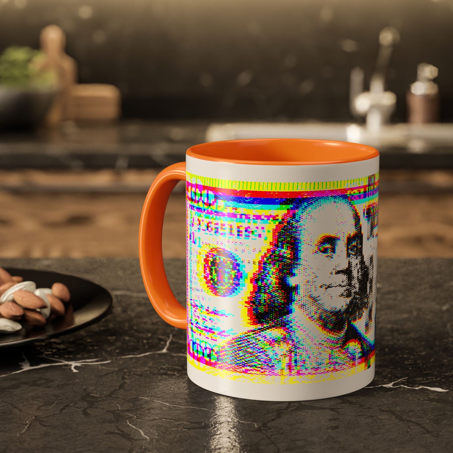 100 Dollars Bill - Neon Color Explosion - Color Accent Mug