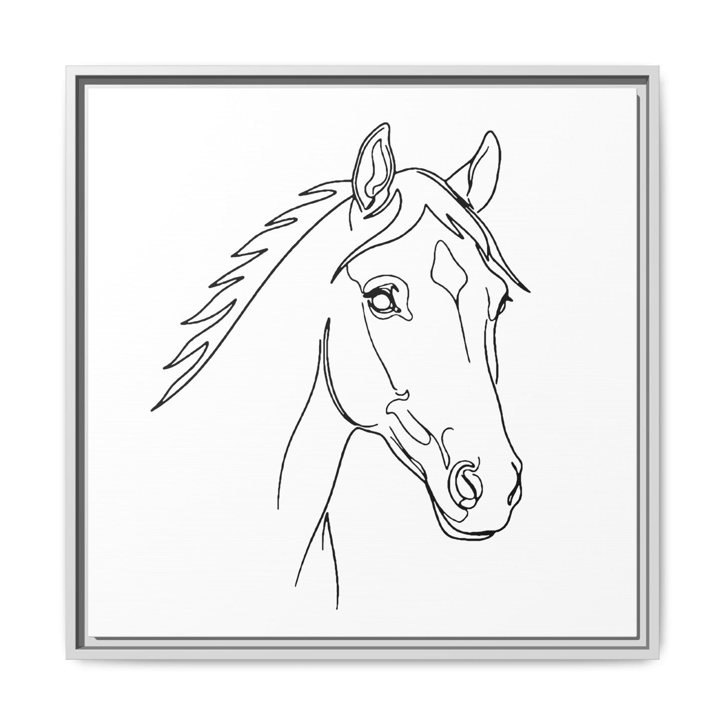 Horse Portrait Sketch - Framed Canvas