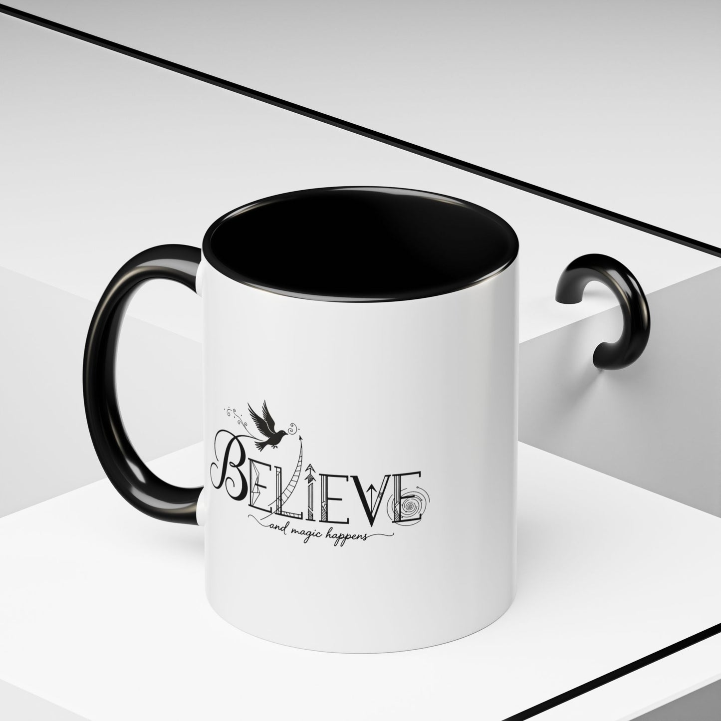 Believe and Magic Happens - Color Accent Mug