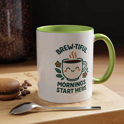 Brew-tiful Mornings Coffee Mug, Cute Coffee Cup for Morning Rituals, Perfect Gift for Coffee Lovers, Birthdays, Home Decor