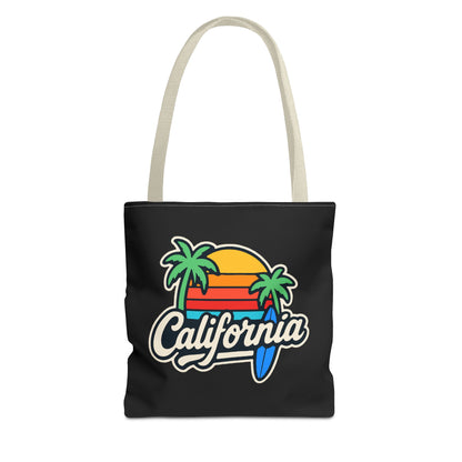 California Retro Tote Bag - Beach Vibes, Summer Accessory, Travel Bag, Gift for Friends, Eco-Friendly Shopping