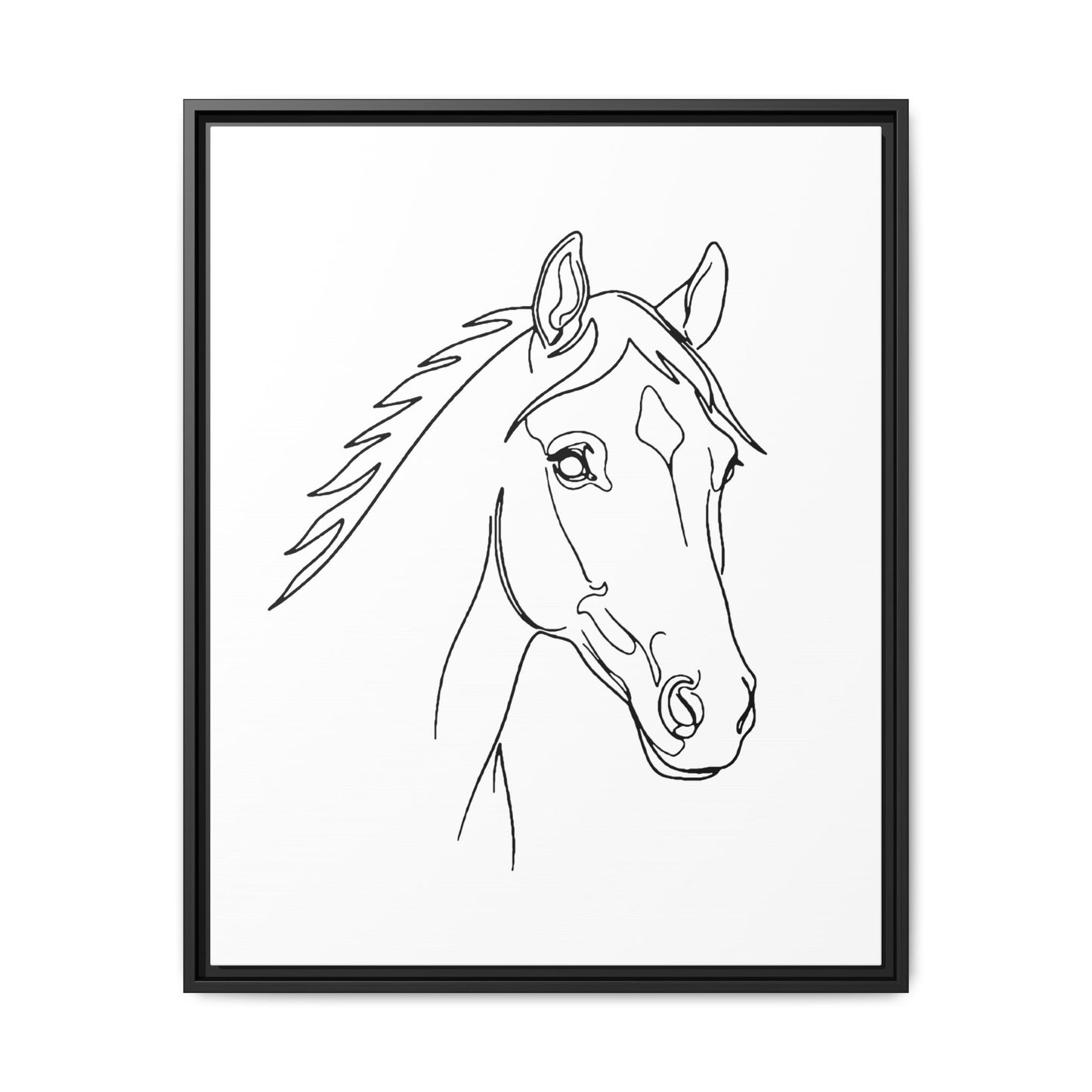 Horse Portrait Sketch - Framed Canvas