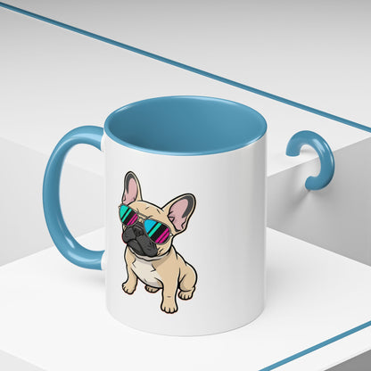 French Bulldog with Sunglasses - Color Accent Mug
