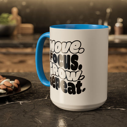 Move. Focus. Grow. Repeat. - Colorful Mug