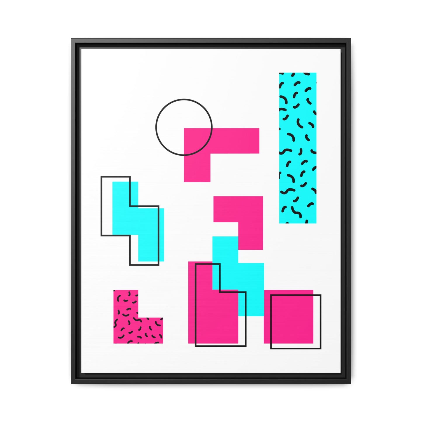Retro Geometric Vibes - Framed Canvas