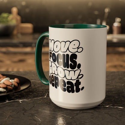 Move. Focus. Grow. Repeat. - Colorful Mug