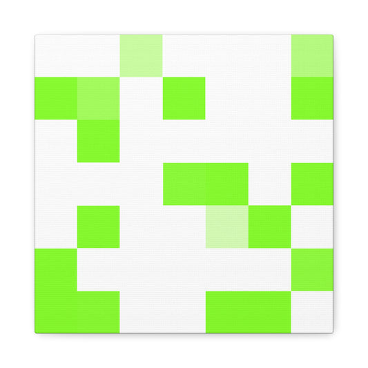 Lime Green Pixel Grid - Canvas