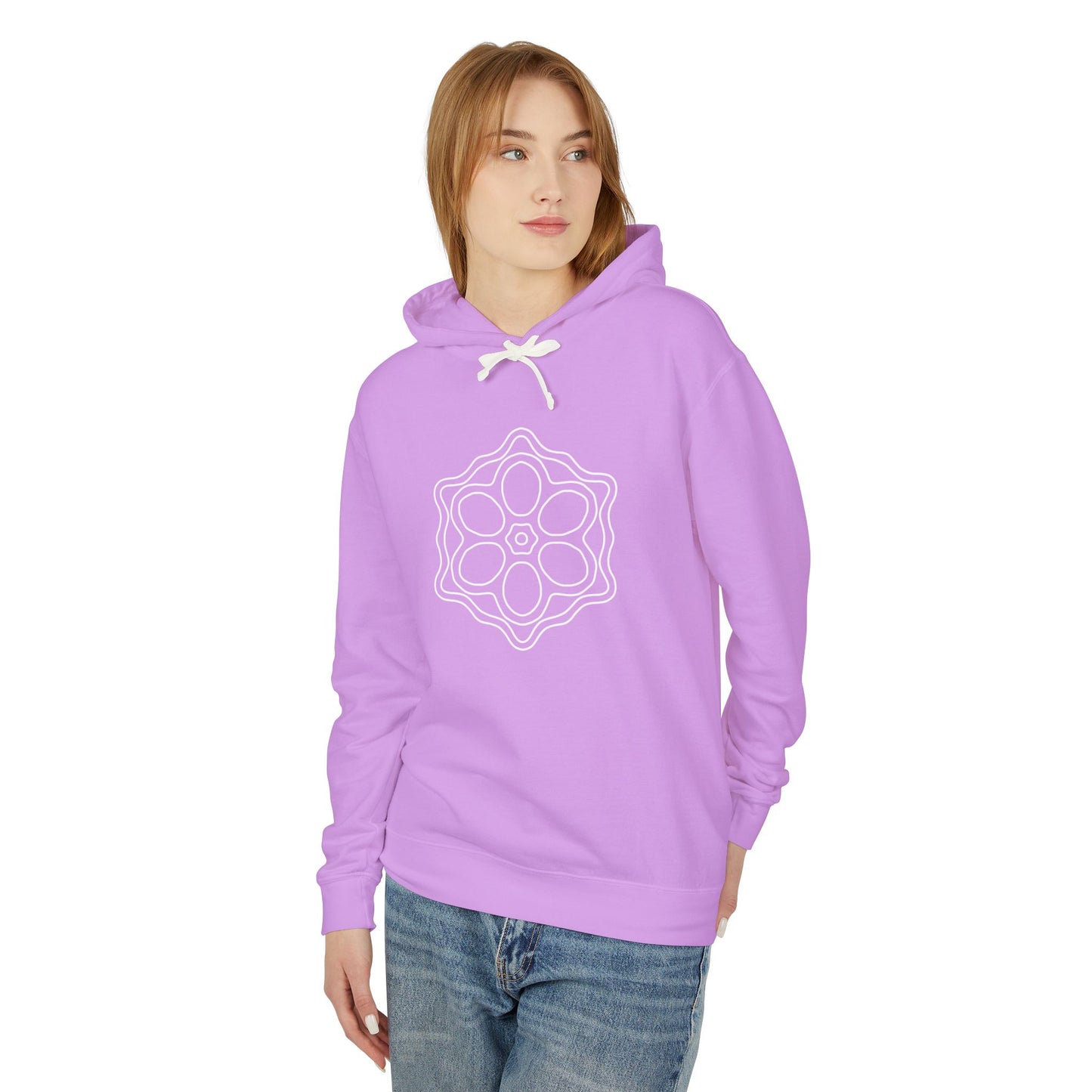 Meditative Mandala Unisex Hooded Sweatshirt, Lightweight Pullover Hoodie, Gift for Relaxation, Mindfulness Apparel, Cozy Layering