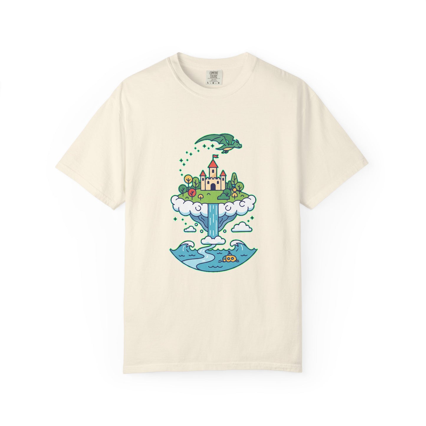Floating Castle Dragon - Magical Fantasy Island - T-Shirt
