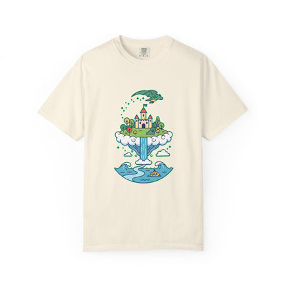 Floating Castle Dragon - Magical Fantasy Island - T-Shirt