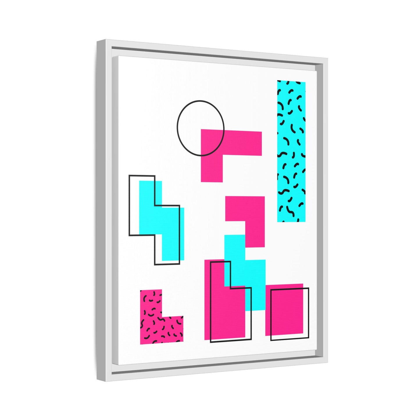 Retro Geometric Vibes - Framed Canvas