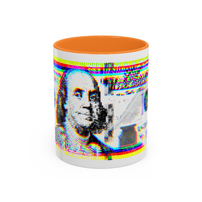 100 Dollars Bill - Neon Color Explosion - Color Accent Mug