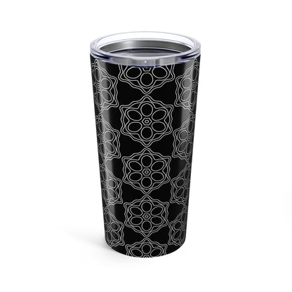 Elegant Black Patterned Tumbler 20oz | Stainless Steel Travel Mug, Modern Drinkware for Coffee, Tea, Gifts, Home & Office