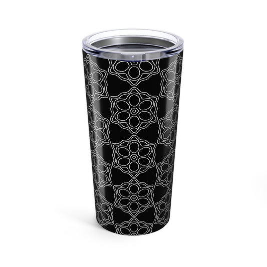 Elegant Black Patterned Tumbler 20oz | Stainless Steel Travel Mug, Modern Drinkware for Coffee, Tea, Gifts, Home & Office