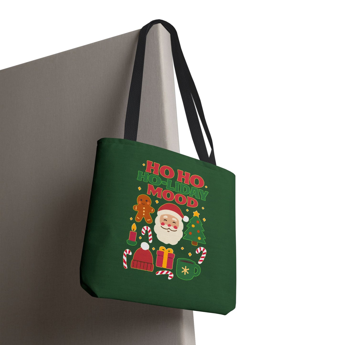 Festive Holiday Tote Bag, Christmas Bag, Santa Gift Bag, Ho Ho Ho Mood, Seasonal Shopping Tote, Cute Winter Accessory