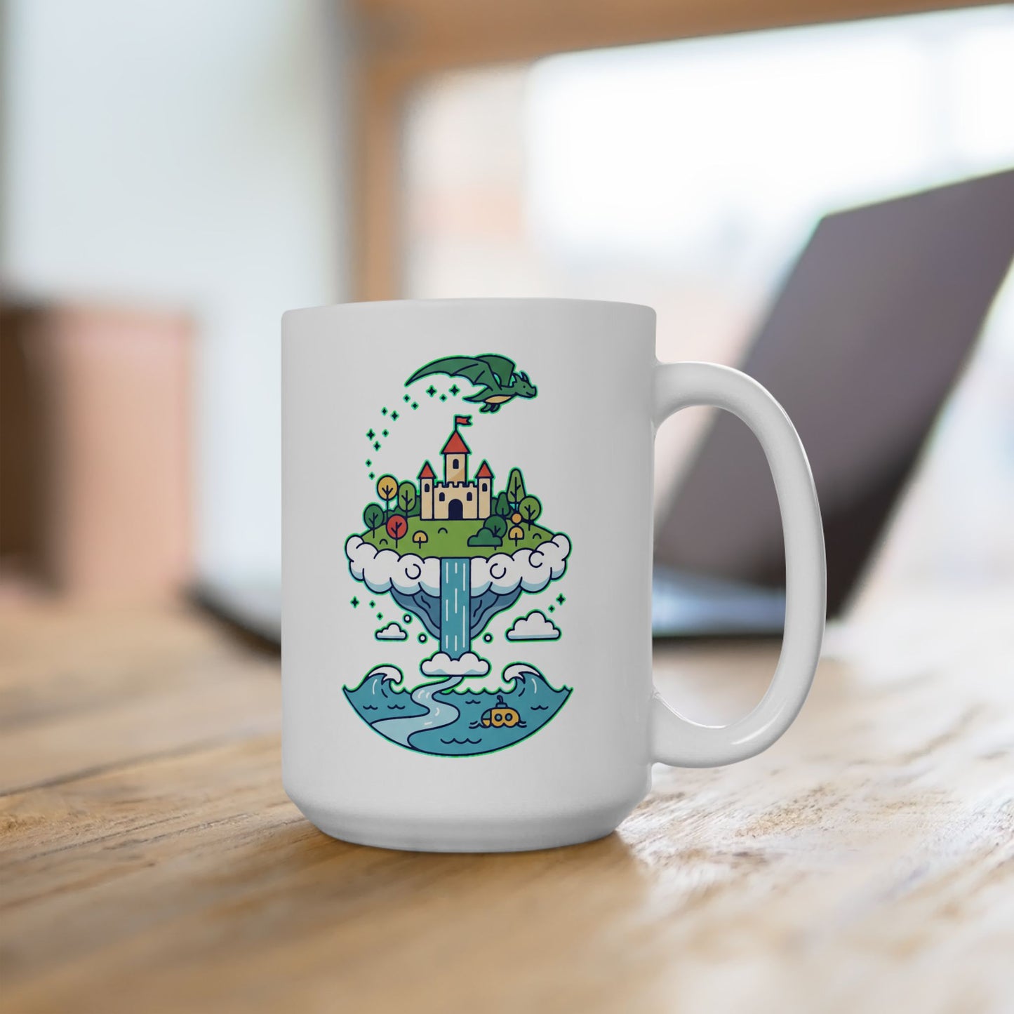 Floating Castle Dragon - Magical Fantasy Island - Mug