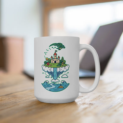 Floating Castle Dragon - Magical Fantasy Island - Mug