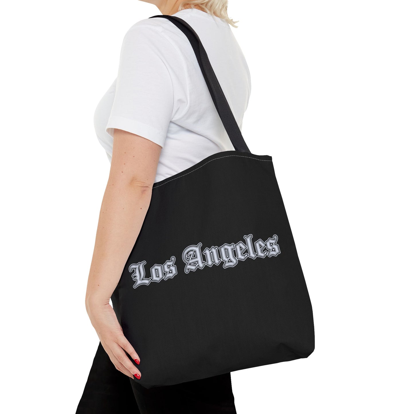Los Angeles Gothic Tote Bag, Urban Tote, City Lover Bag, Gift for Angelenos, Travel Tote, Fashionable Shopper - Silver Edition