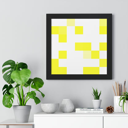 Yellow Pixel Grid - Framed Poster