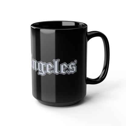 Los Angeles Black Mug - Trendy Coffee Cup for Urban Style Lovers, Gift for Travelers, Office Decor, Best Friend Gift, Unique Collectible - Silver Edition