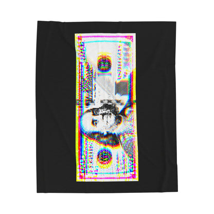 100 Dollars Bill - Neon Color Explosion - Plush Blanket