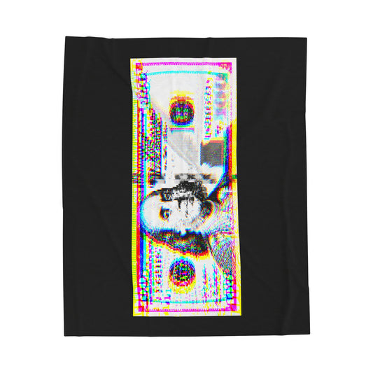 100 Dollars Bill - Neon Color Explosion - Plush Blanket