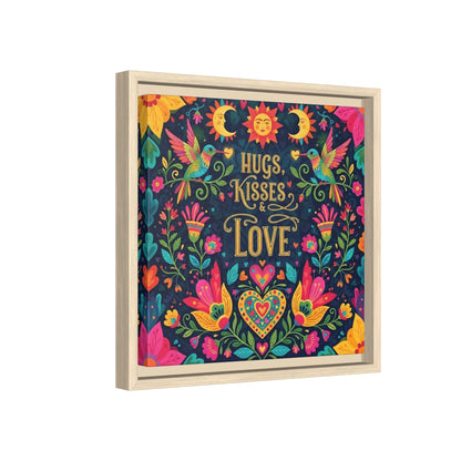 Hugs, Kisses & Love - Framed Canvas