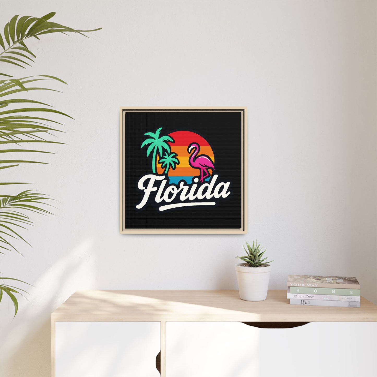Florida Sunset Palm - Framed Canvas