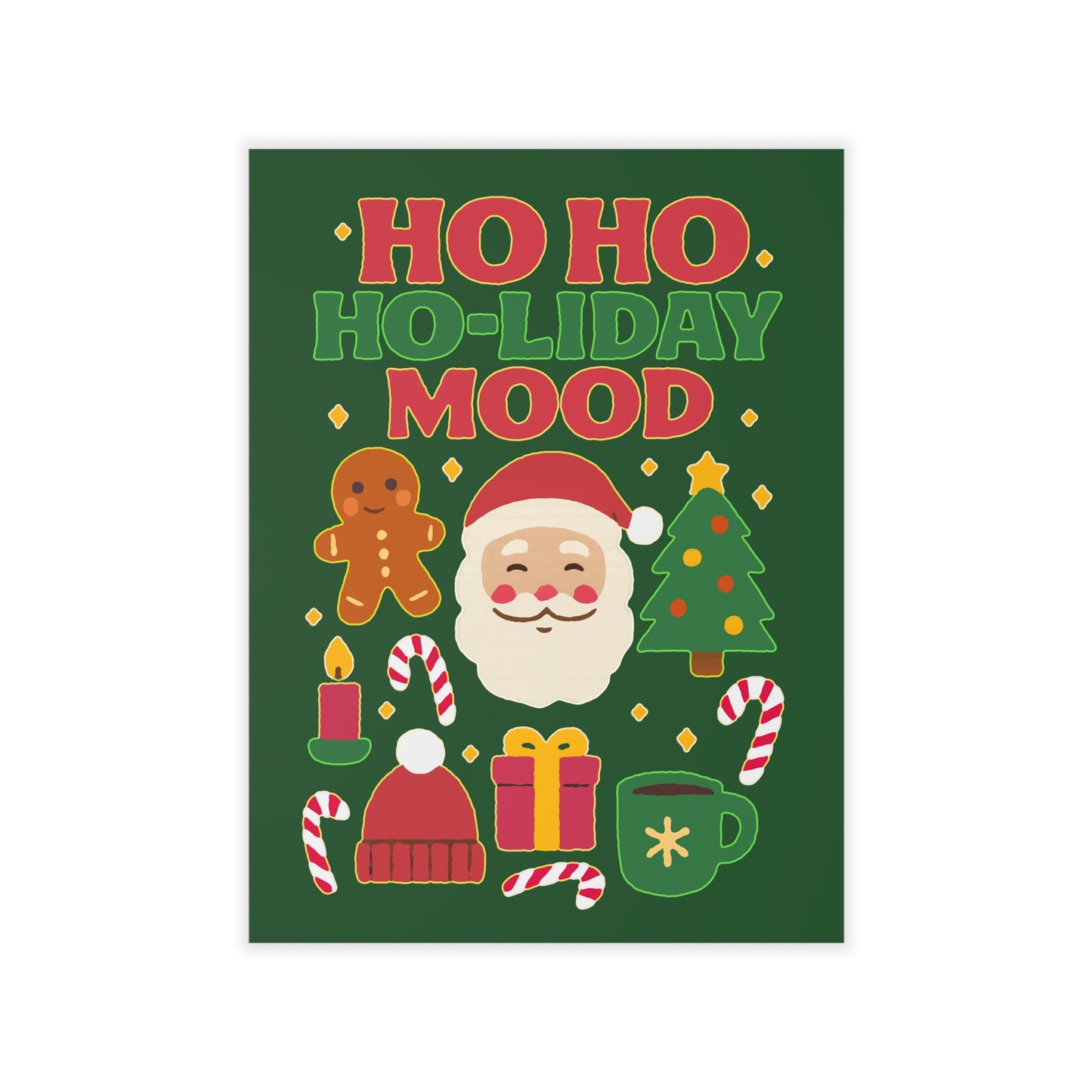 Festive Wall Decals, Ho Ho Ho-liday Mood Decor for Christmas, Holiday Party, Kids Room, Winter Decor, Seasonal Wall Art