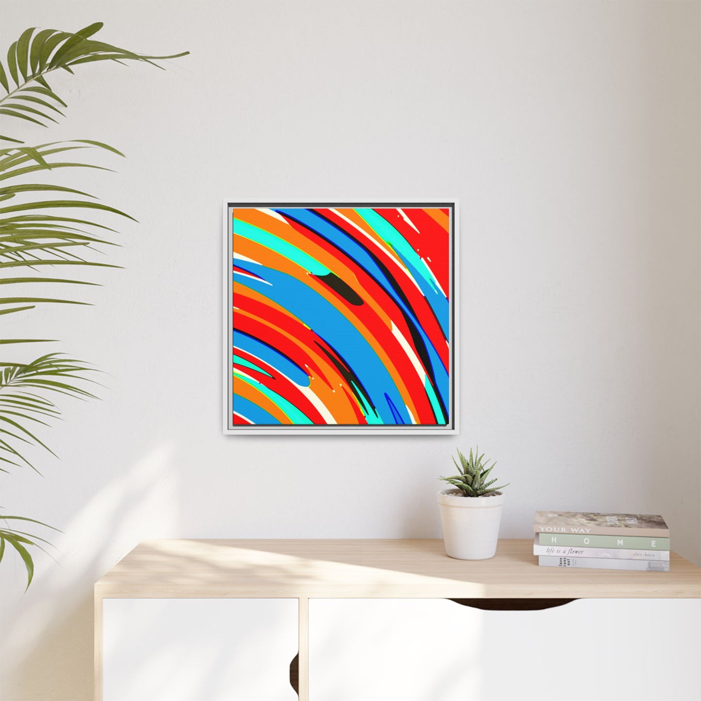 Abstract Rainbow Swirl Arc - Framed Canvas