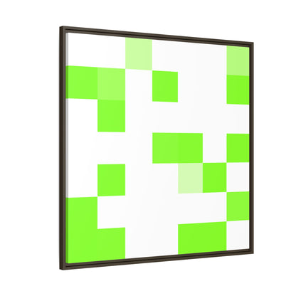 Lime Green Pixel Grid - Framed Canvas