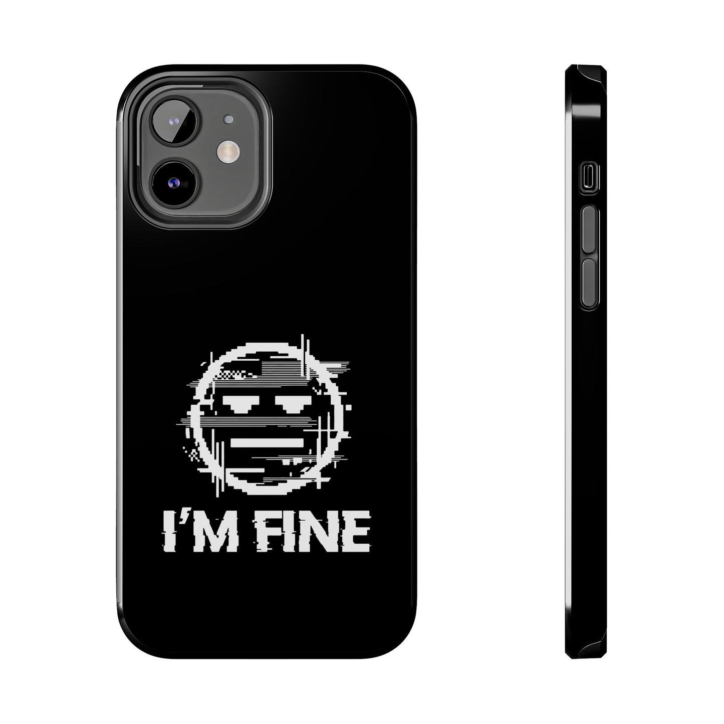 I’m Fine Glitched Smiley - Phone Case
