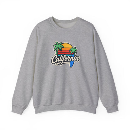 California Sunset Crewneck Sweatshirt, Cozy Sweatshirt, Unisex Pullover, Graphic Tee, Beach Lifestyle Apparel, Casual Wear, Gift for Him/Her