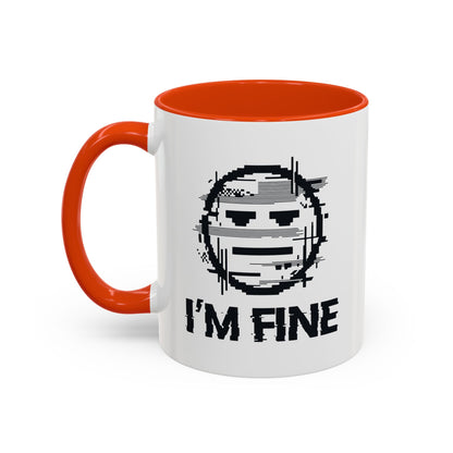 I’m Fine Glitched Smiley - Color Accent Mug