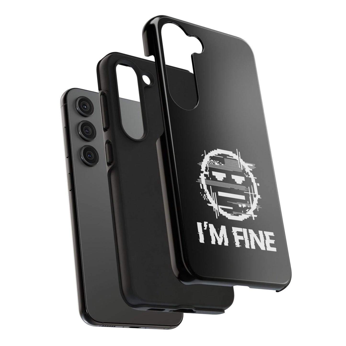 I’m Fine Glitched Smiley - Phone Case