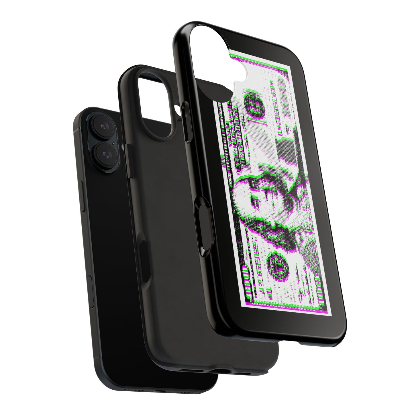 100 Dollars Bill - Green/Magenta Glitch - Phone Case