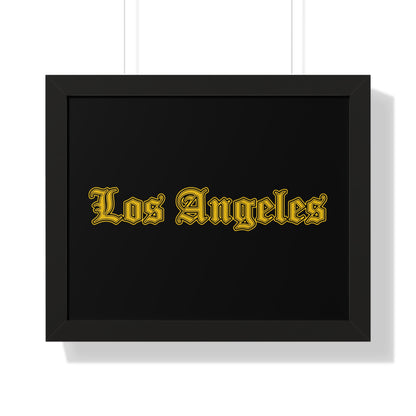 Los Angeles Framed Poster, Urban Wall Art for Home Decor, Cityscape Gift, Interior Design Accent, Modern Typography Decor - Golden Edition