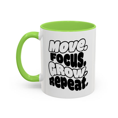 Move. Focus. Grow. Repeat. - Colorful Mug