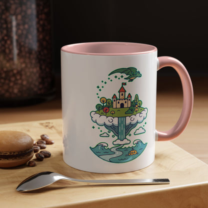 Floating Castle Dragon - Magical Fantasy Island - Color Accent Mug