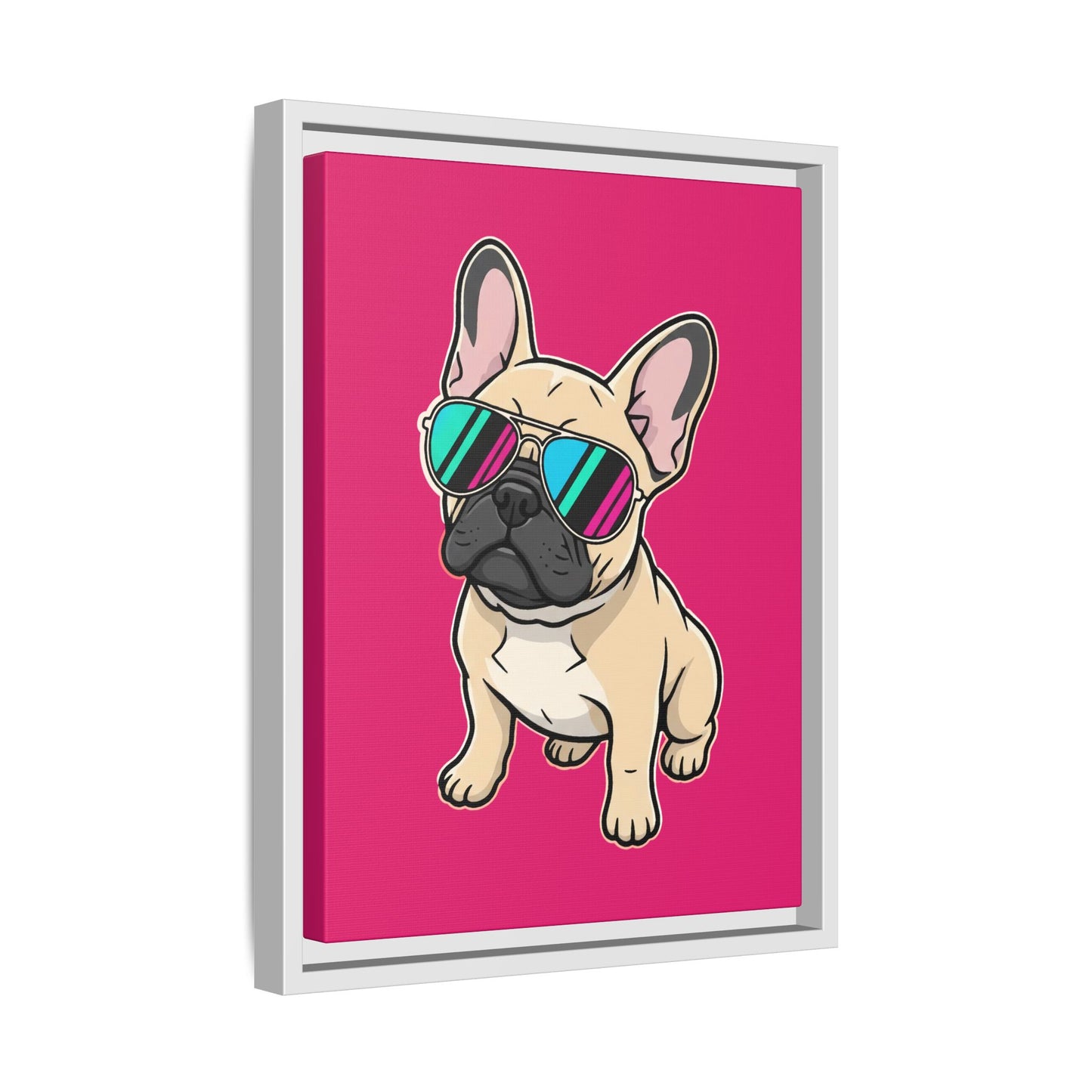 French Bulldog with Sunglasses - Framed Canvas