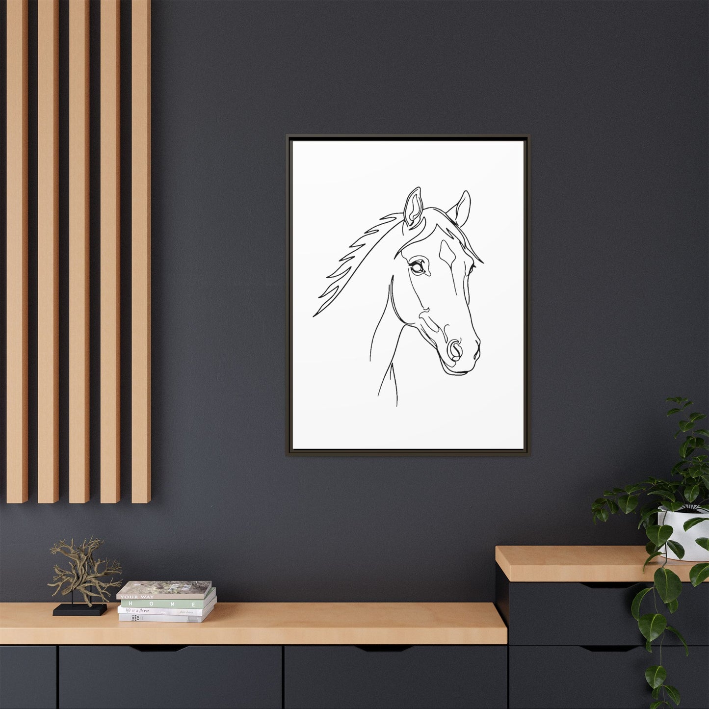 Horse Portrait Sketch - Framed Canvas