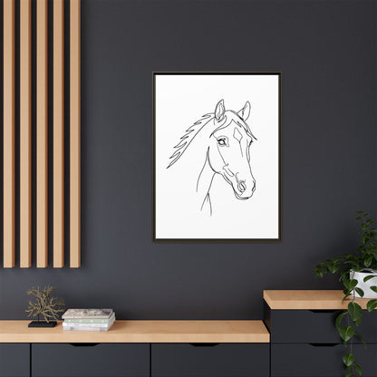 Horse Portrait Sketch - Framed Canvas