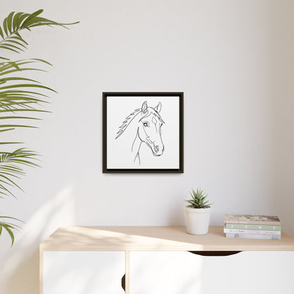 Horse Portrait Sketch - Framed Canvas