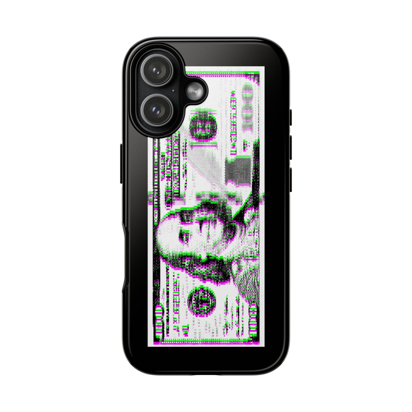 100 Dollars Bill - Green/Magenta Glitch - Phone Case