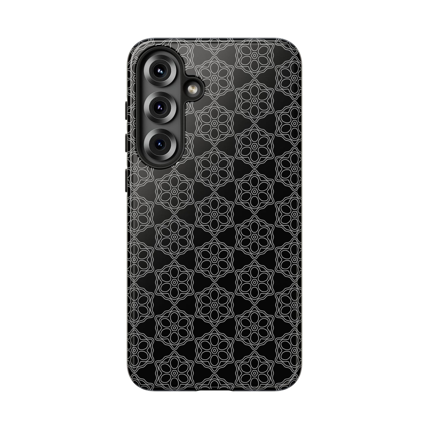 Geometric Pattern Phone Case, Dark Floral Case for Tough Protection, Stylish Smartphone Accessory, Gift for Tech Lovers, Trendy Mobile Cover