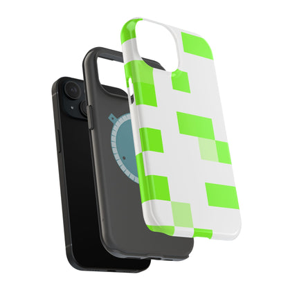 Lime Green Pixel Grid - Magnetic Phone Case