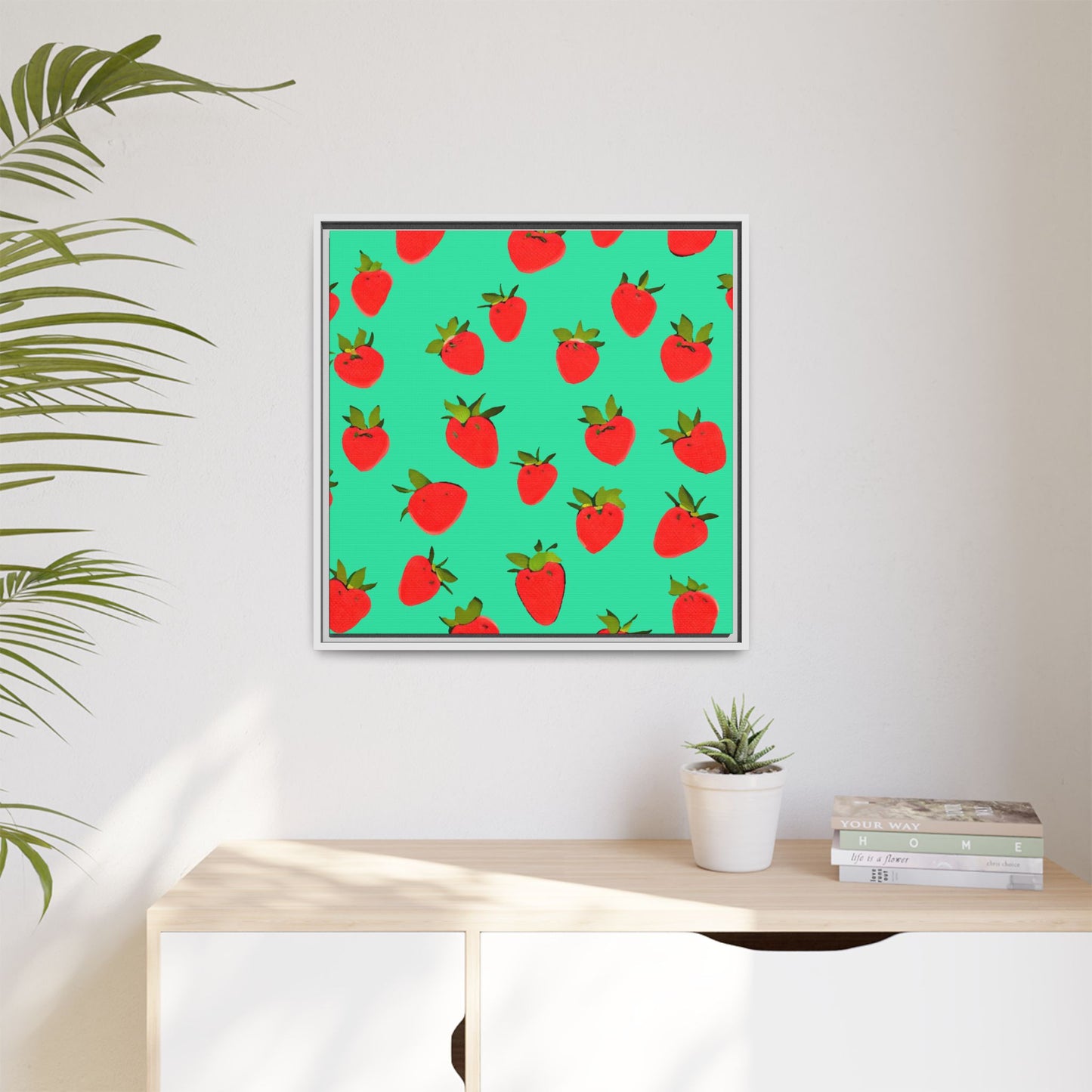 Strawberry Pattern - Framed Canvas