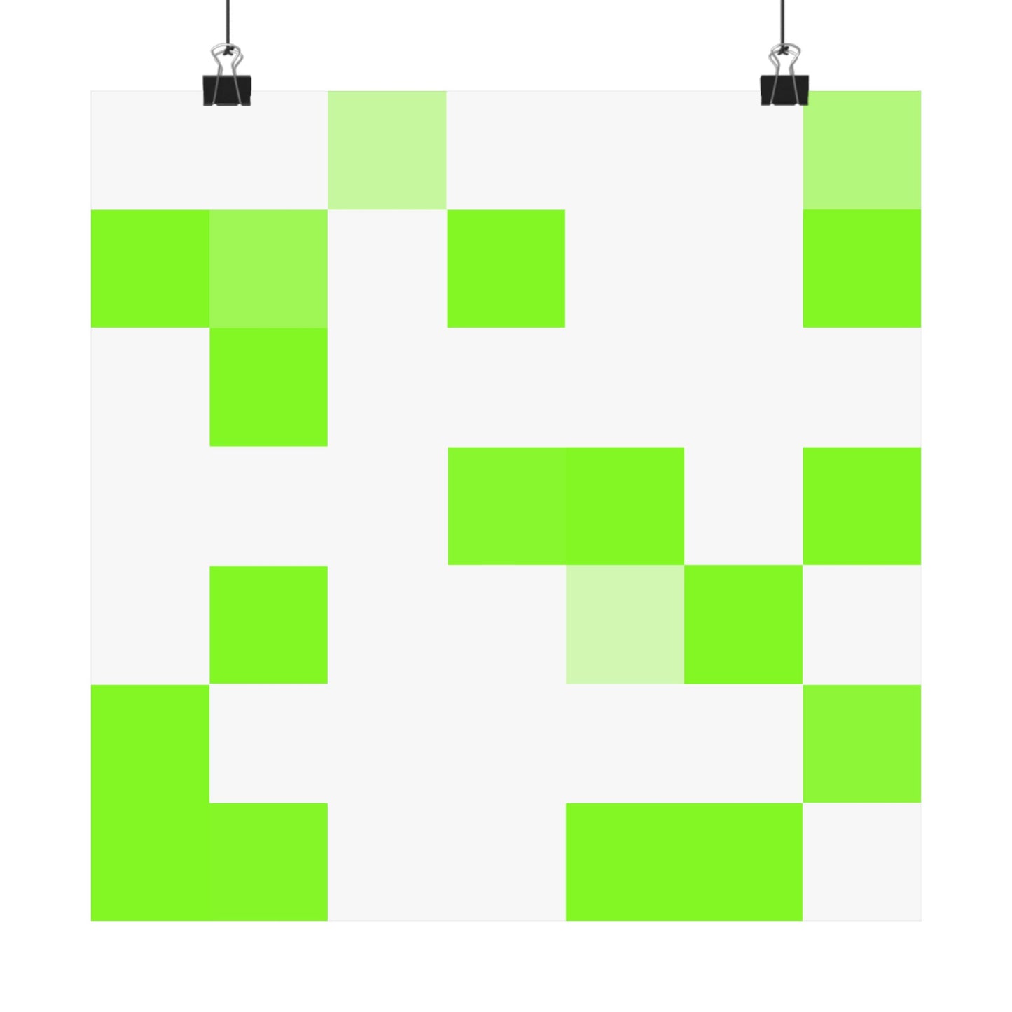 Lime Green Pixel Grid - Poster