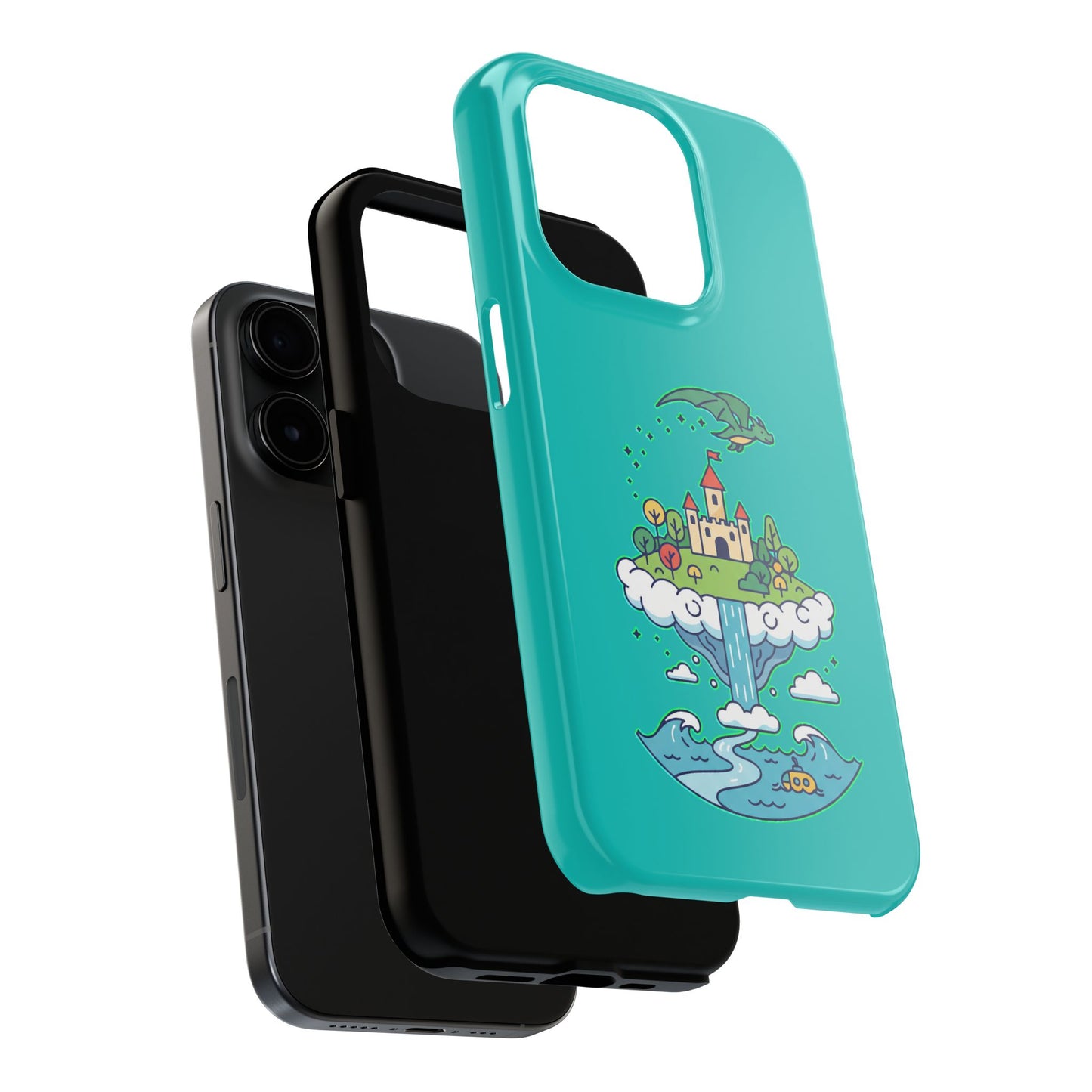 Floating Castle Dragon - Magical Fantasy Island - Phone Case